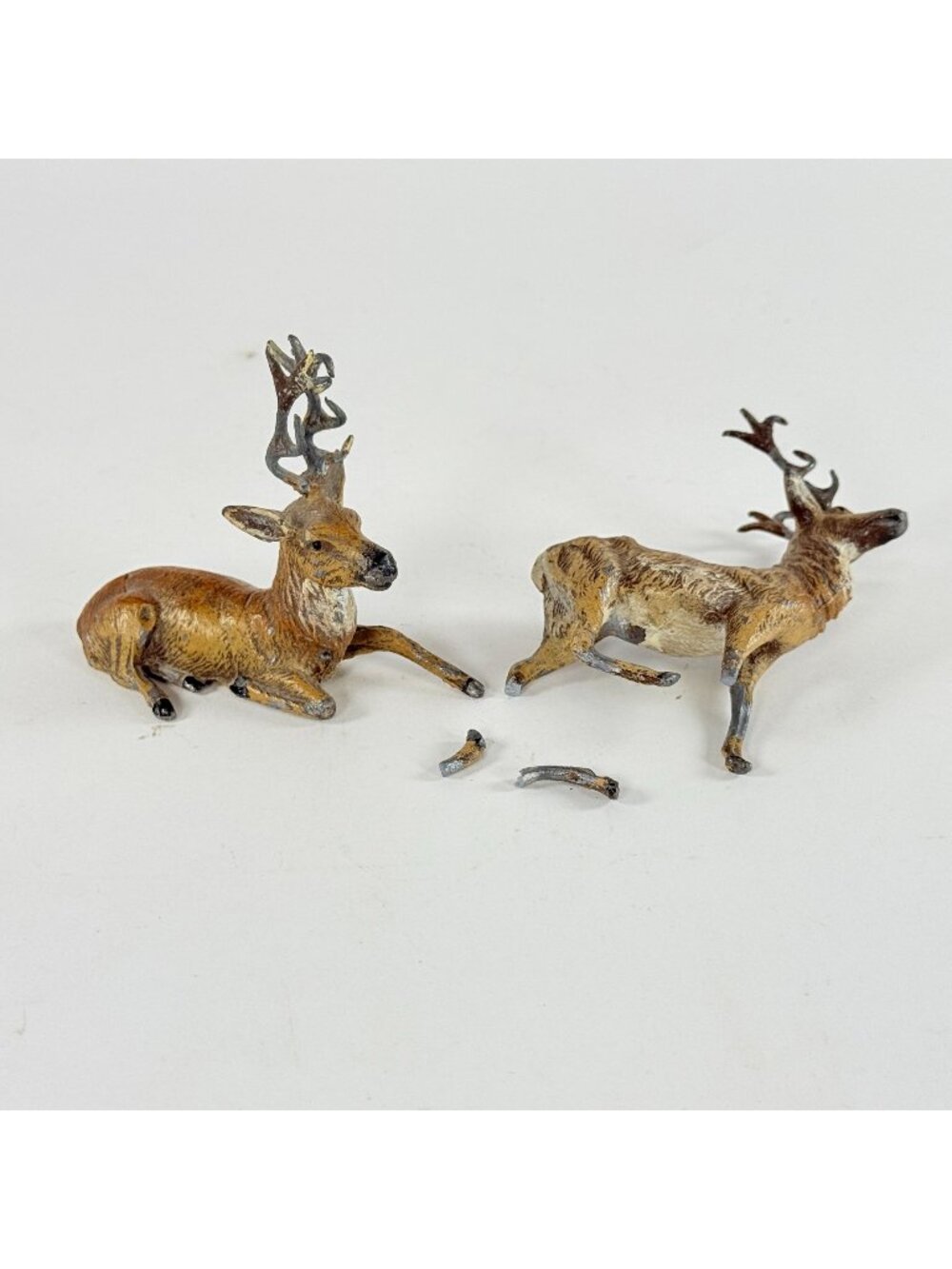 Vintage Reindeer Stag Buck Cast Pot Metal Figurines Germany Putz Christmas